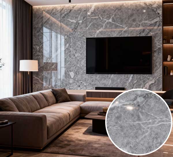 ZS-D5 Gray Marble PVC Sheet