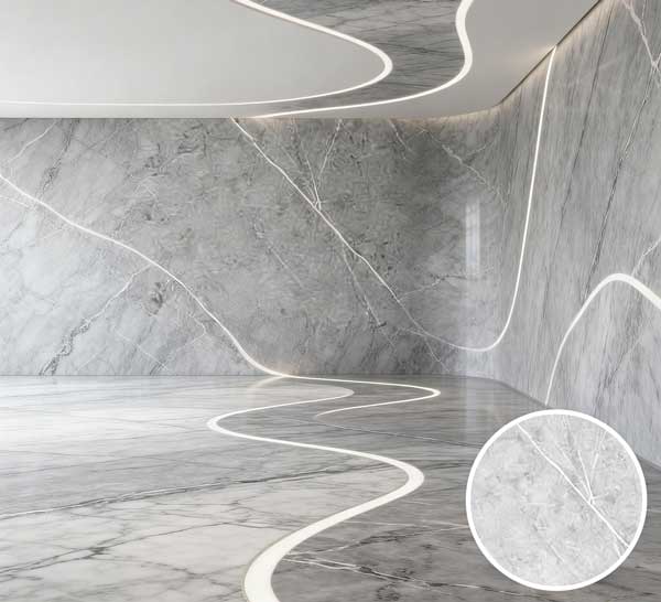 ZS-D17 Premium Gray Natural Marble PVC Sheet