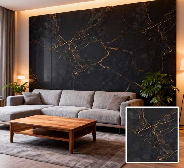 ZS-D8 High-End Black Marble PVC Sheet